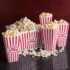 5pc set Large Retro Popcorn Bowl Tub Container Movie Theater Bucket - Reusable