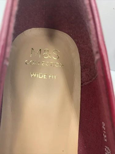 Marks And Spencer Berry Coloured Slip In Block Heels Courts. New. Wide Fit. Uk6 - Picture 3 of 15