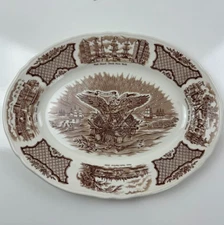 Alfred Meakin Fair Winds Brown & White Vintage 14" Oval Serving Platter