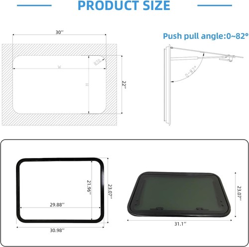 RV EXIT WINDOW 30" W X 22" H OPTIONAL TRIM RV WINDOW REPLACEMENT CAMPER - Picture 2 of 4