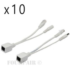 10 Pack Lot Power over Ethernet PoE Adapter Injector Splitter Kit 5v 12v 24v 48V