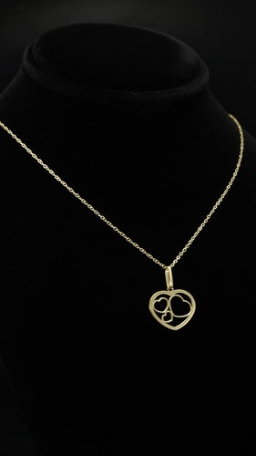 14K Real Solid Yellow Gold Classic Open Heart Pendant Charm Necklace 18 in - Video 1 of 1