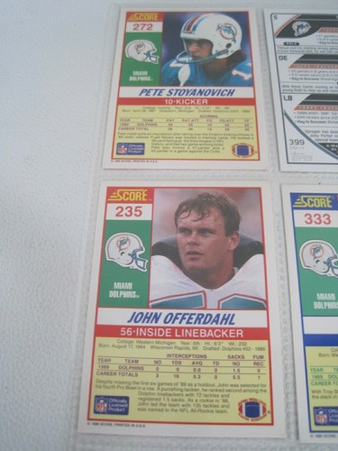 Lote de 9 tarjetas de jugador de los Miami Dolphins de la NFL con hoja de carpeta (Pete Stoyanovich) - Imagen 6 de 12