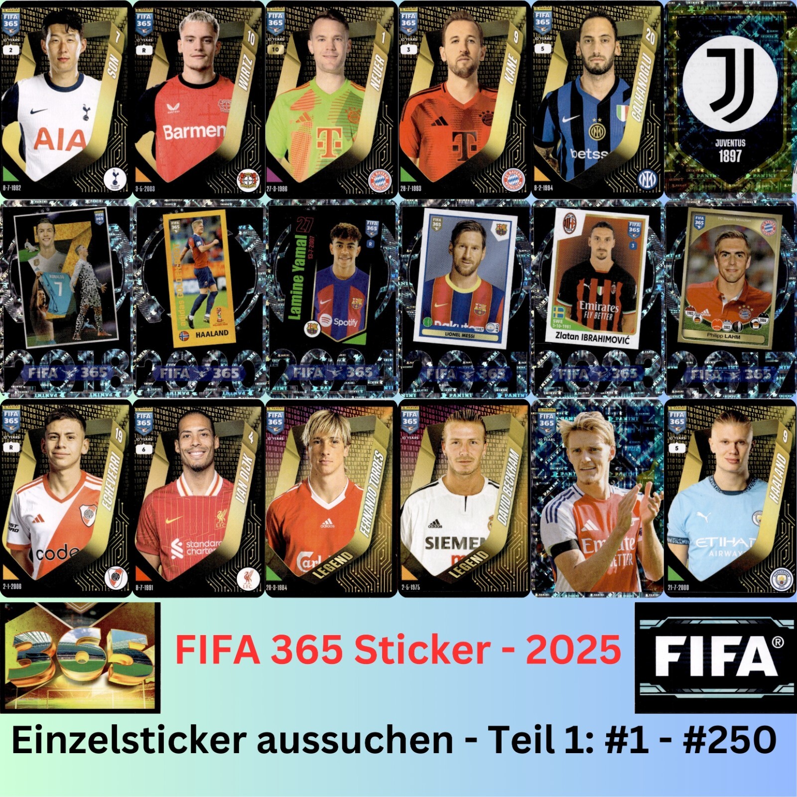 Panini FIFA 365 2025 10 Years Stickers - Pick From ALL - Part 1: #1 - #250