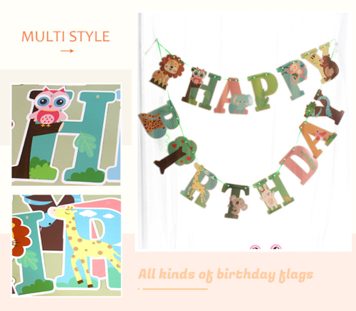 UK STOCK Animal Banner Jungle Safari Theme Children Birthday Party Decorations - Picture 2 of 5