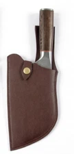 kitchen knife blade cook chopper bag scabbard sheath cow leather brown Q100-1