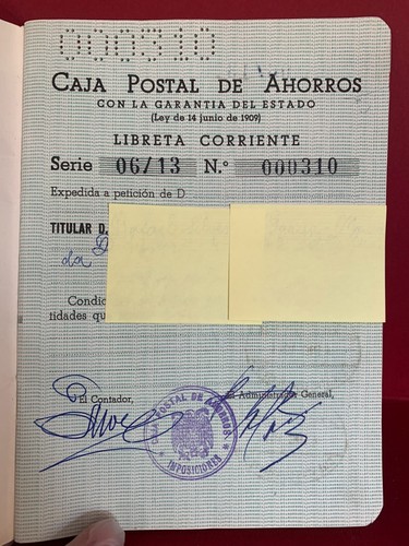 CAJA POSTAL DE AHORROS LIBRETA CORRIENTE ESPAÑA VINTAGE - Imagen 4 de 9