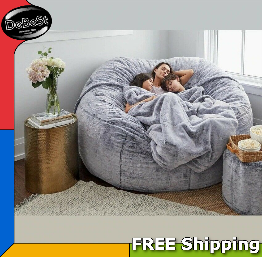 Lejos águila al límite Puff Gigante para Sala de Estar Cubierta Suave 7ft Giant Bean Bag Sofa Soft  Cove | eBay