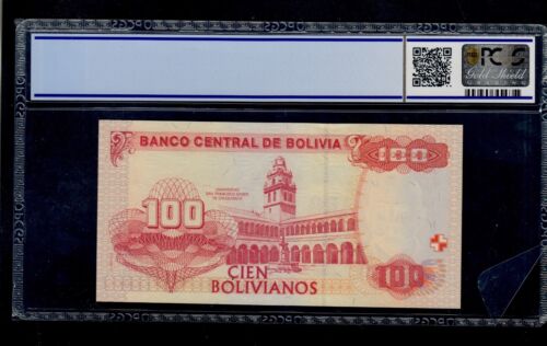 BOLIVIA SPECIMEN 100 BOLIVIANOS ( 2005 ) PICK # 231s PCGS 64 CHOICE UNC. - Picture 2 of 2
