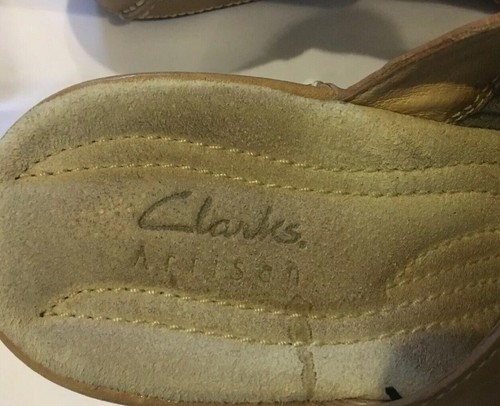 CLARKS  ARTISAN Clogs Womens 8M Leather Mules Tan Slides Slip On Shoes Buckle - Bild 5 von 12