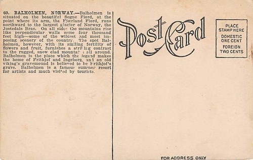 Postal NORUEGA: Vista de Balholm, DB 1910 sin publicar - Imagen 2 de 2