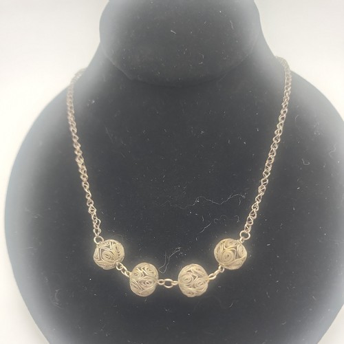 Antike viktorianische filigrane Silberperlen 22 Zoll Halskette - Bild 1 von 3