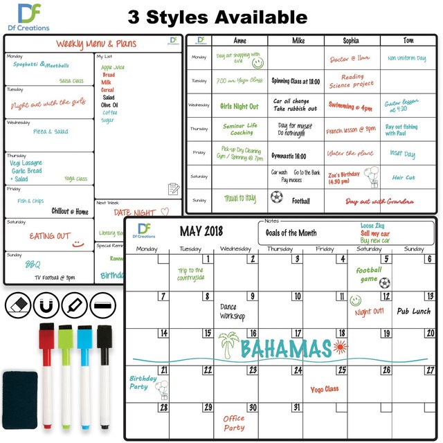 magnetic whiteboard fridge calendar planner dry erase monthly or weekly 42x30 cm school weekly calendar