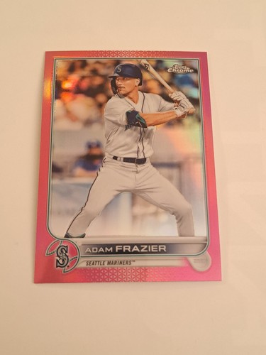 2022 Topps Chrome Pink Refractor Adam Frazier Seattle Mariners #47 In Toploader - Picture 3 of 4