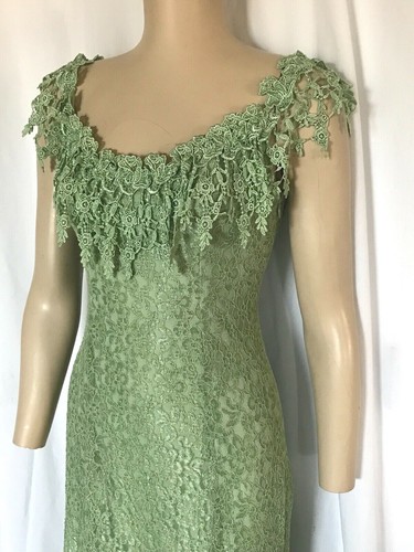Sage Green Stretch Lace Dress, 6 Point Hem, Small-XXXLG