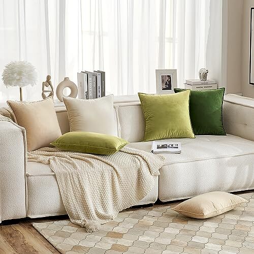 Decorative Velvet Throw Pillow Covers Soft Pillow Covers Soild 20''x20'' Beige - Picture 5 of 6