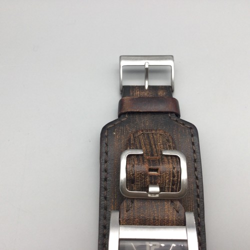 Guess Watch Women 31mm Silver Tone Black Dial Brown Leather Cuff New Battery - Picture 10 of 15