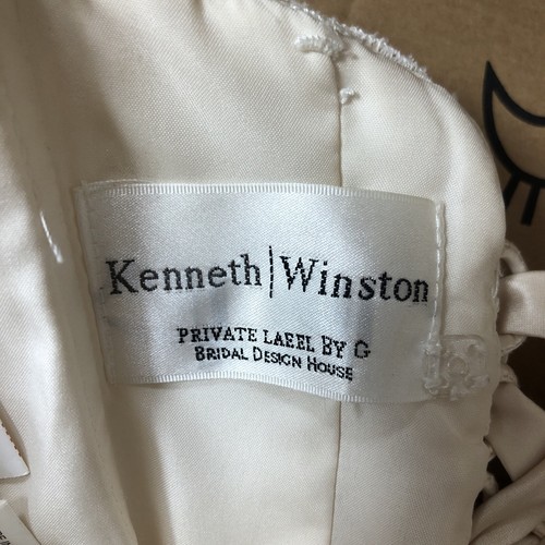 Kenneth Winston 1503B Cream Designer Diamante Lace Wedding Dress Gown UK  4? - Picture 19 of 23