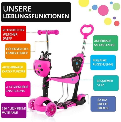 7 Stile Kinderroller Cityroller 3 / 4 Höhe LED-Räder Tretroller Kinder Scooter - Bild 15 von 179