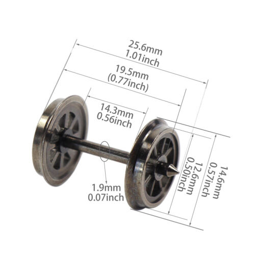 12pcs HO Scale 1:87 38" Metal Spoke DC Wheels for Model Trains HP1487 - Picture 2 of 5