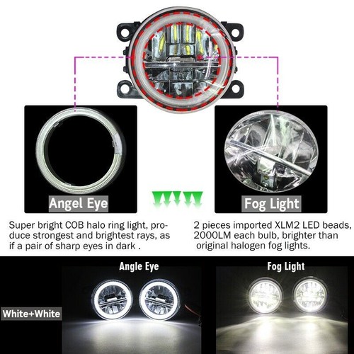 LED Fog Light Kit Angel Eye Ring DRL Daytime Running Lamp Fit For nissan x-trail - Picture 2 of 10