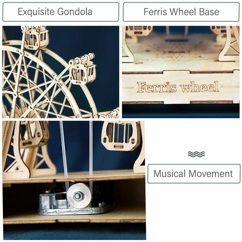 ROKR 3D Wooden Puzzles Ferris Wheel Music Box Model to Build Building Kit Gifts - Picture 6 of 9