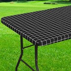 Spotjoy Rectangle Vinyl Table Cloth, Elastic Fitted Flannel Backed Plastic Ta...