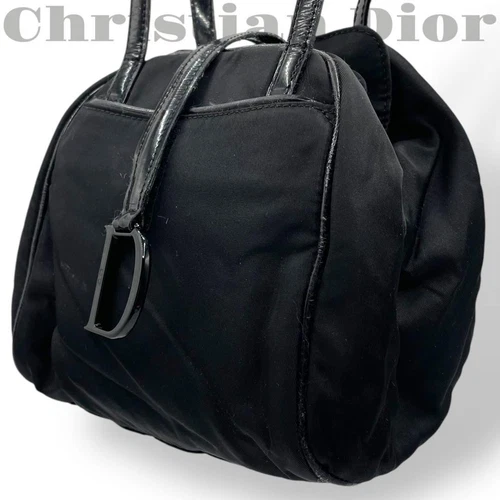 Sac à main Dior nylon émail noir bandoulière élégant vintage OCCASION de JP 321I