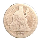 1876 Seated Liberty Dime Nicer Obverse US Centennial Year Worn/Lower Grade