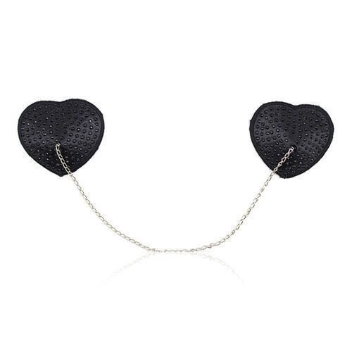 Sexy fetish nipple covers erotic accessory bondage black with chain sadomaso - Picture 2 of 4