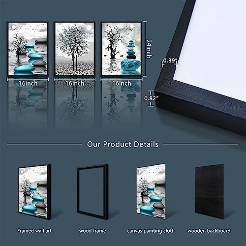 Black Framed Canvas Wall 24L" x 16W" (3 Piece) Blue Stone Pictures Black Framed - Picture 7 of 7