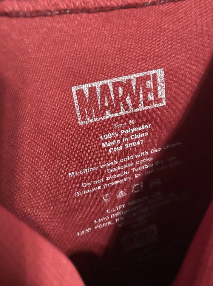 Camiseta de béisbol Marvel Deadpool para hombre mediana roja negra tacos #90 botón delantero Foto 3 de 4