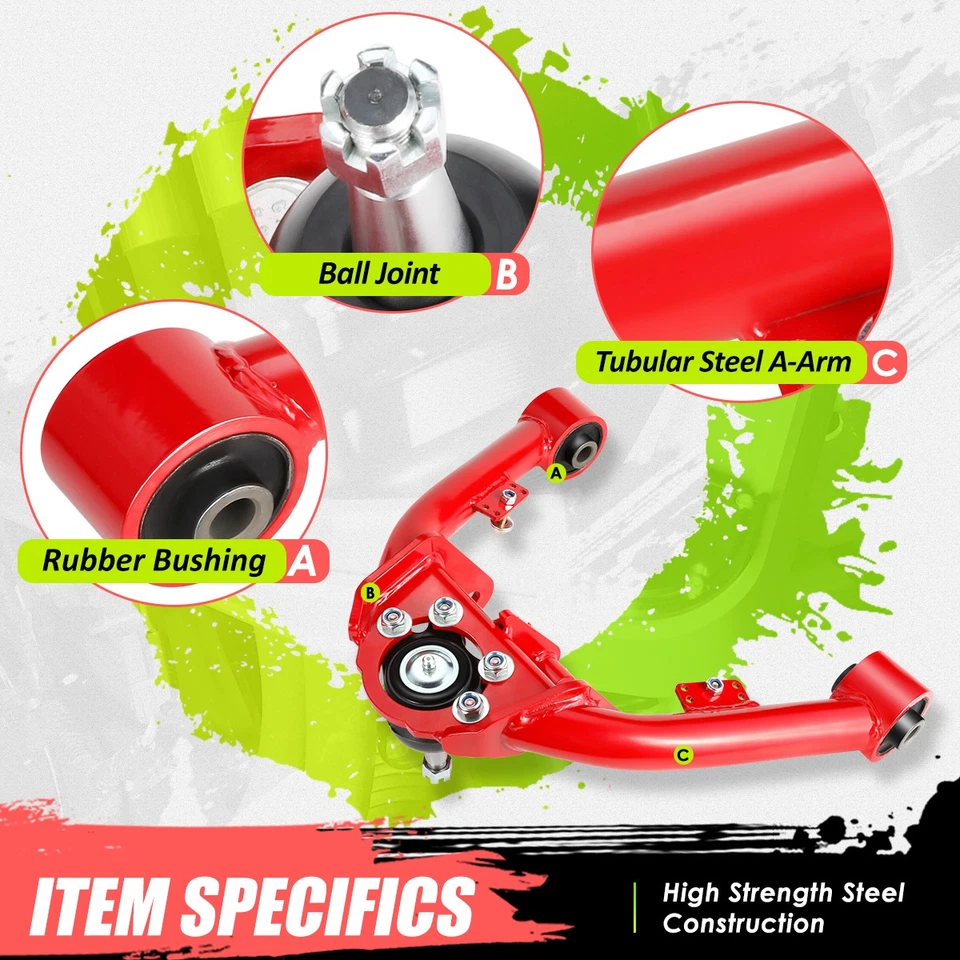 2-4"Lift Tubular Front Upper Control Arms for Silverado Sierra 1500 99-06 Red - Image 2 of 4