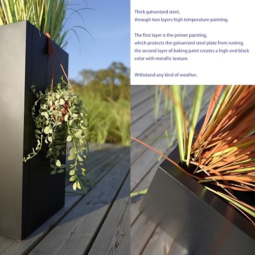 Rectangular Planter Large Planter Boxes Outdoor with Removable 48x10x24IN Black - Picture 7 of 7