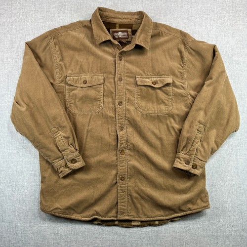 Levi Strauss Corduroy Shirt Jacket Mens XL Flannel Lined Button Up Khaki Work - Picture 3 of 11