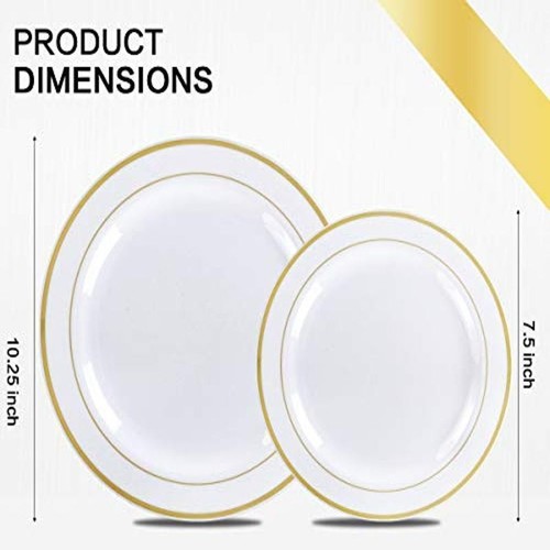 Gold Disposable Dinnerware Set 350 Pieces Weddings Parties Events 50 Guests New - Picture 3 of 8