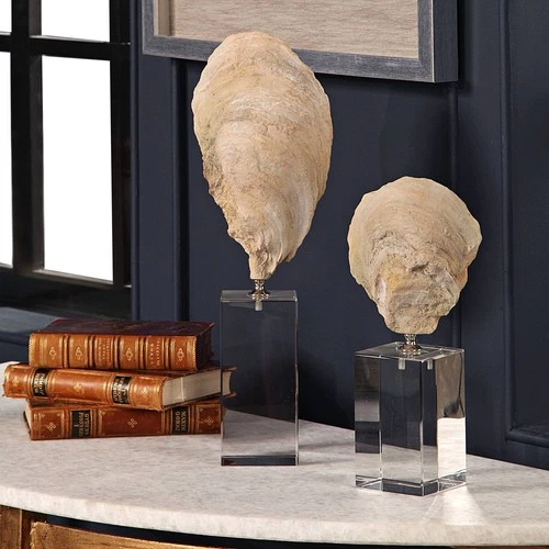 Uttermost Oyster Shell Aged Ivory Sculptures Set of 2 - Picture 1 of 6