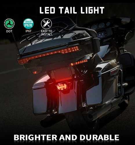 Smoked LED Rear Tail Light Motorcycle Brake For Touring Softail Sportster 883 - Picture 8 of 8