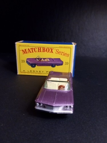 Matchbox #39B Pontiac Convertible Purple 1962 VN/MINT Original D2 BOX - Picture 7 of 15