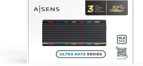 AISENS CAJA EXTERNA PARA DYSK SSD M.2 SATA NVME ASM2-RGB012B USB 3.2 SIN TORNILL - Zdjęcie 3 z 8