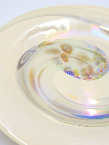 Giant Italian Murano Venezia Millefiori Cream Colored Centerpiece Plate 1990s - Picture 2 of 12