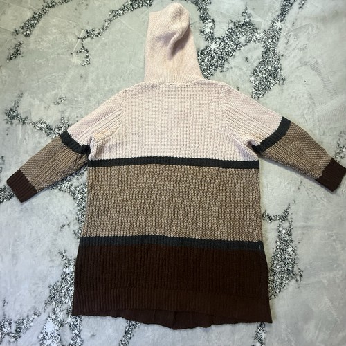 Torrid Sweater Womens Size 3X Brown Multicolor Block Yarn Coatigan Hooded - Picture 2 of 8
