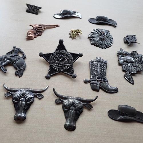 Vintage Cowboy & Indianer Indianer Thema Wilder Westen Broschen Anstecknadel Abzeichen - Bild 4 von 5