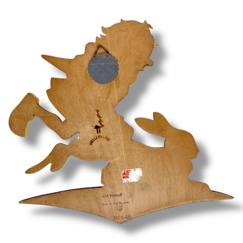1960er Märchen-Holzbild von Hellerkunst: Hasen-Wettlauf 20x21cm Deko Figur Gnom - Bild 2 von 3