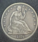 1873 Seated Liberty Half Dollar No Arrows. SUPER FINE DETAILS & GREAT COLOR!