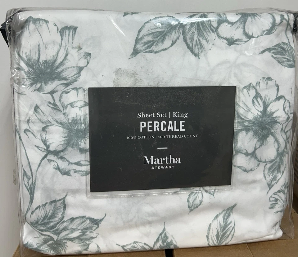Juego de sábanas 4 piezas | King PERCALE 100% ALGODÓN | 400 HILOS Martha STEWART Foto 2 de 4
