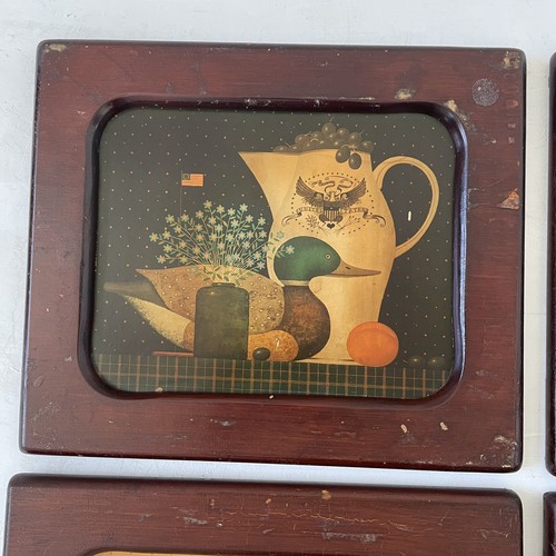 Vintage Retired Charles Wysocki Halloween Wood Frame Still Life Wall Art Set 4 - Picture 2 of 12