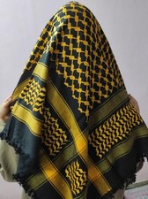 Black  Yellow Palestine Keffiyeh Scarf: Traditional Arab Shemagh