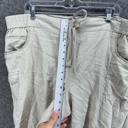 Larry Levine Shorts Women 18W Plus Gray High Rise Chino Drawstring Linen Casual - Picture 4 of 7