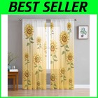 Ombre Yellow Sunflowers Kitchen Curtain Rod Pocket